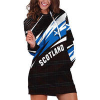 Scotland Lion Hoodie Dress with Blue and White Saltire and Tartan Pattern - Wonder Print Shop