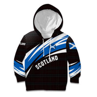 Scotland Lion Kid Hoodie with Blue and White Saltire and Tartan Pattern - Wonder Print Shop