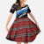 Scotland Lion Kid Short Sleeve Dress with Blue and White Saltire and Tartan Pattern - Wonder Print Shop