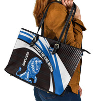 Scotland Lion Leather Tote Bag with Blue and White Saltire and Tartan Pattern - Wonder Print Shop
