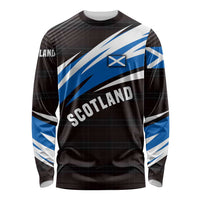 Scotland Lion Long Sleeve Shirt with Blue and White Saltire and Tartan Pattern - Wonder Print Shop