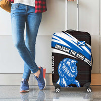Scotland Lion Luggage Cover with Blue and White Saltire and Tartan Pattern - Wonder Print Shop