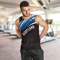 Scotland Lion Men Tank Top with Blue and White Saltire and Tartan Pattern - Wonder Print Shop
