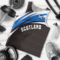 Scotland Lion Men Tank Top with Blue and White Saltire and Tartan Pattern - Wonder Print Shop