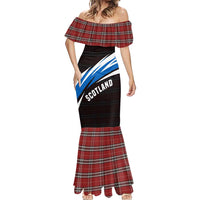 Scotland Lion Mermaid Dress with Blue and White Saltire and Tartan Pattern - Wonder Print Shop