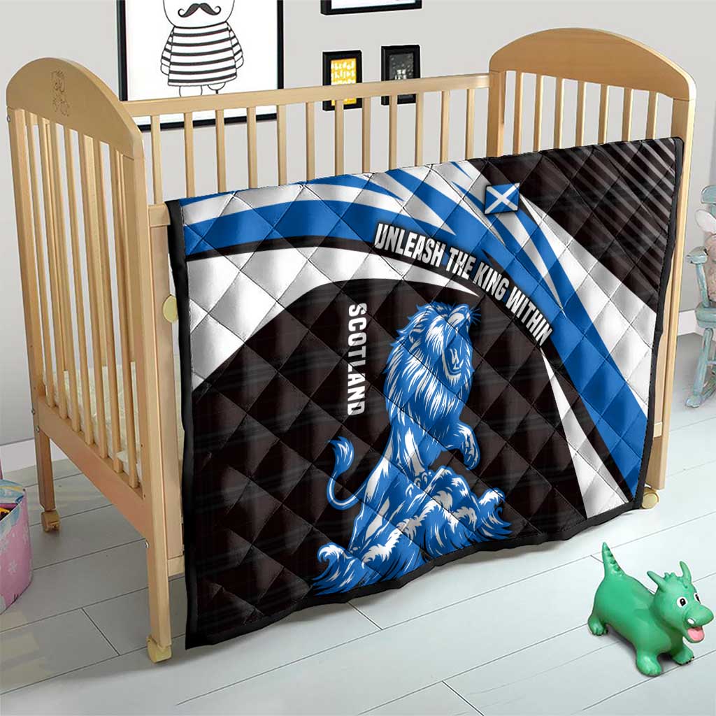Scotland Lion Quilt with Blue and White Saltire and Tartan Pattern - Wonder Print Shop