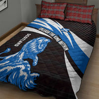 Scotland Lion Quilt Bed Set with Blue and White Saltire and Tartan Pattern - Wonder Print Shop