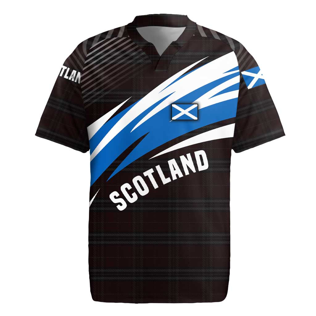 Scotland Lion Rugby Jersey with Blue and White Saltire and Tartan Pattern - Wonder Print Shop