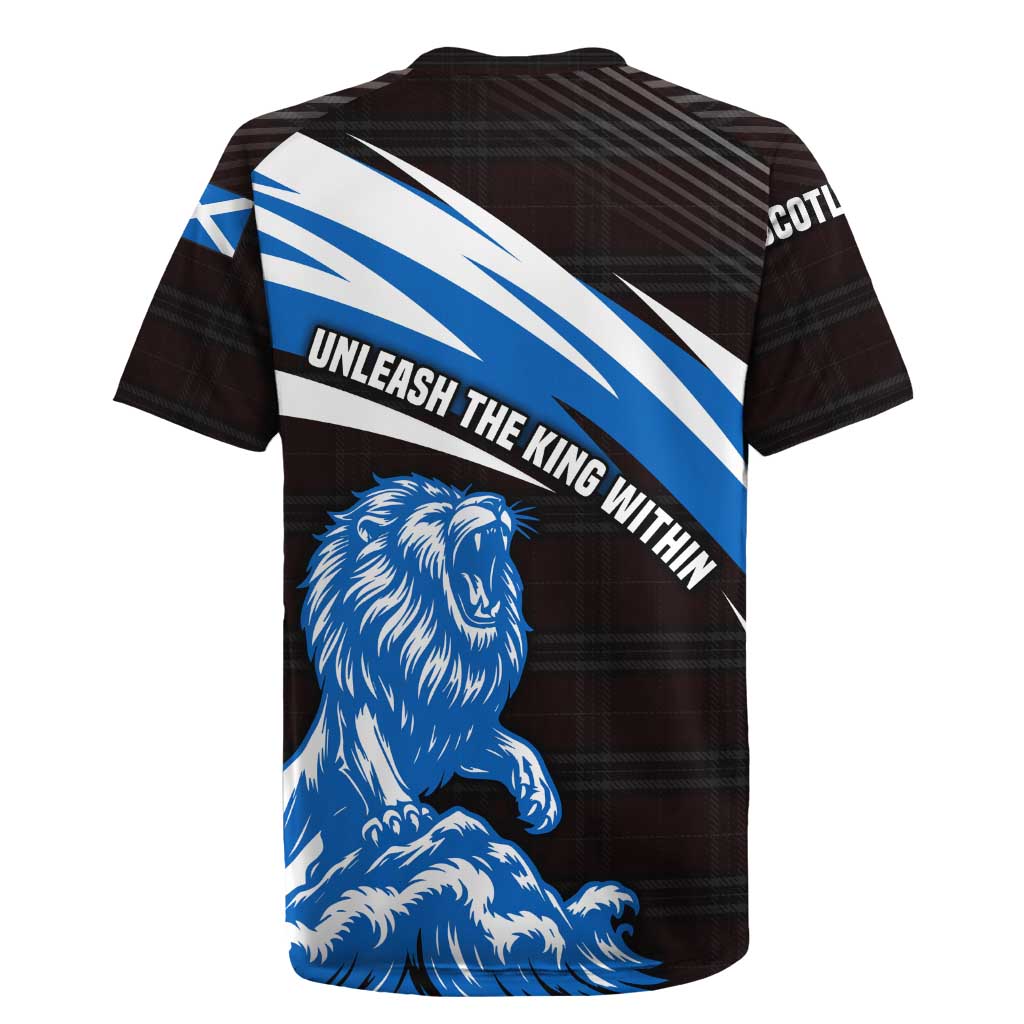 Scotland Lion Rugby Jersey with Blue and White Saltire and Tartan Pattern - Wonder Print Shop