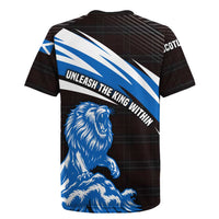 Scotland Lion Rugby Jersey with Blue and White Saltire and Tartan Pattern - Wonder Print Shop