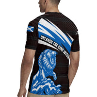 Scotland Lion Rugby Jersey with Blue and White Saltire and Tartan Pattern - Wonder Print Shop