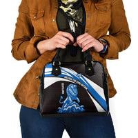 Scotland Lion Shoulder Handbag with Blue and White Saltire and Tartan Pattern - Wonder Print Shop