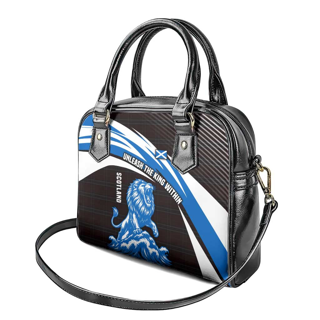 Scotland Lion Shoulder Handbag with Blue and White Saltire and Tartan Pattern - Wonder Print Shop
