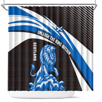 Scotland Lion Shower Curtain with Blue and White Saltire and Tartan Pattern - Wonder Print Shop