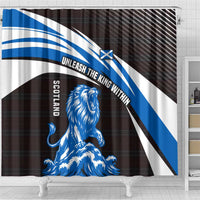 Scotland Lion Shower Curtain with Blue and White Saltire and Tartan Pattern - Wonder Print Shop
