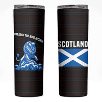 Scotland Lion Skinny Tumbler with Blue and White Saltire and Tartan Pattern - Wonder Print Shop