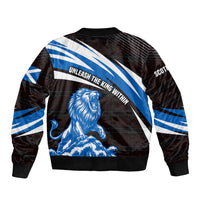 Scotland Lion Sleeve Zip Bomber Jacket with Blue and White Saltire and Tartan Pattern - Wonder Print Shop