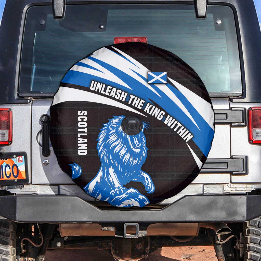 Scotland Lion Spare Tire Cover with Blue and White Saltire and Tartan Pattern - Wonder Print Shop