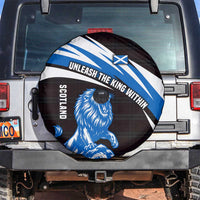 Scotland Lion Spare Tire Cover with Blue and White Saltire and Tartan Pattern - Wonder Print Shop
