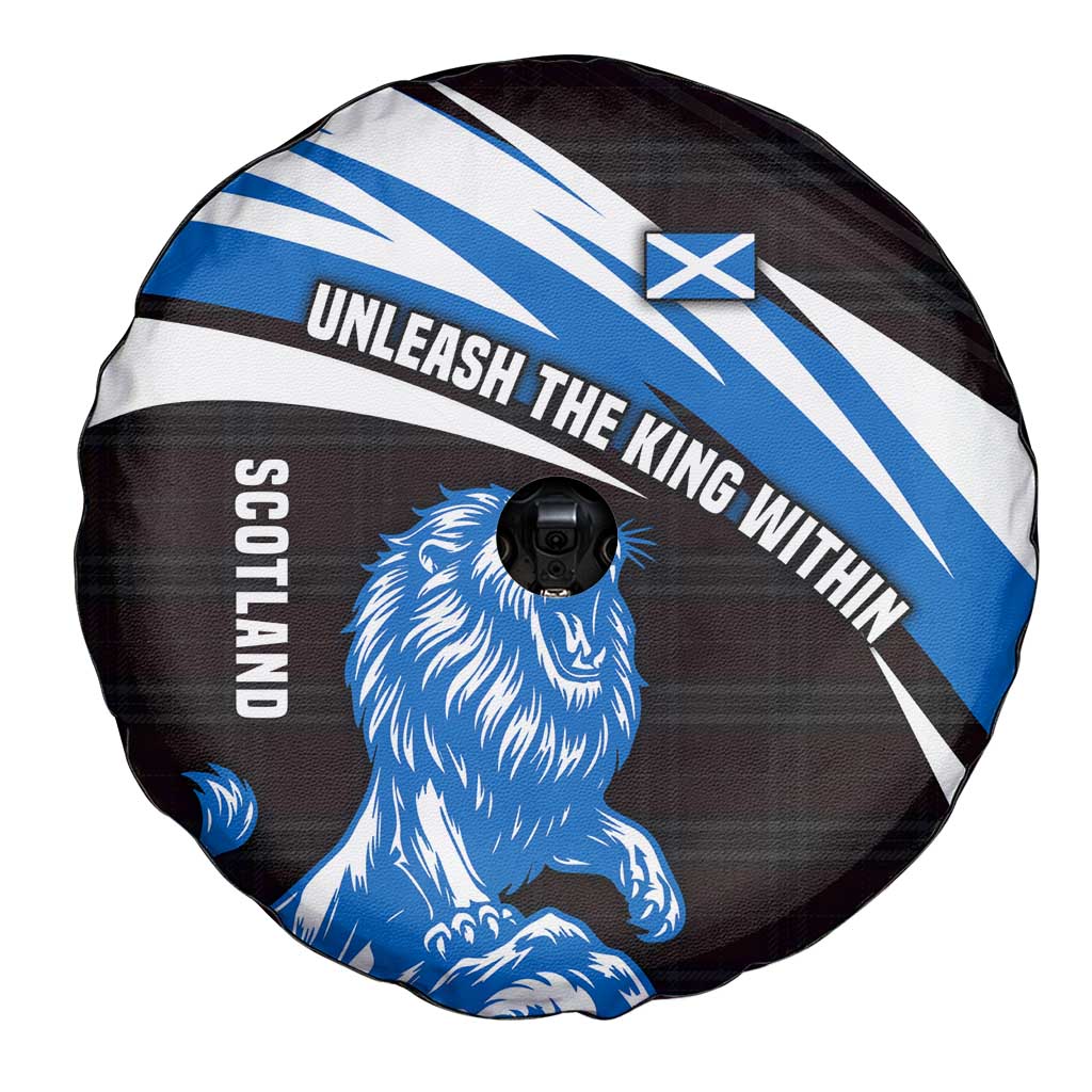 Scotland Lion Spare Tire Cover with Blue and White Saltire and Tartan Pattern - Wonder Print Shop