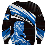 Scotland Lion Sweatshirt with Blue and White Saltire and Tartan Pattern - Wonder Print Shop