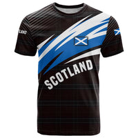 Scotland Lion T Shirt with Blue and White Saltire and Tartan Pattern - Wonder Print Shop