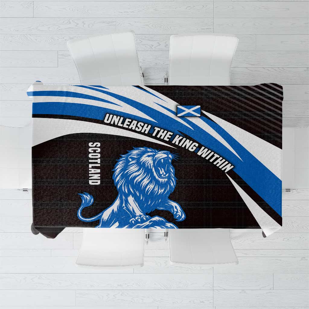 Scotland Lion Tablecloth with Blue and White Saltire and Tartan Pattern - Wonder Print Shop