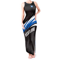 Scotland Lion Tank Maxi Dress with Blue and White Saltire and Tartan Pattern - Wonder Print Shop