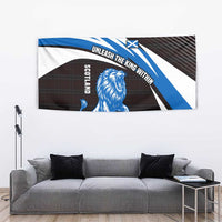 Scotland Lion Tapestry with Blue and White Saltire and Tartan Pattern - Wonder Print Shop