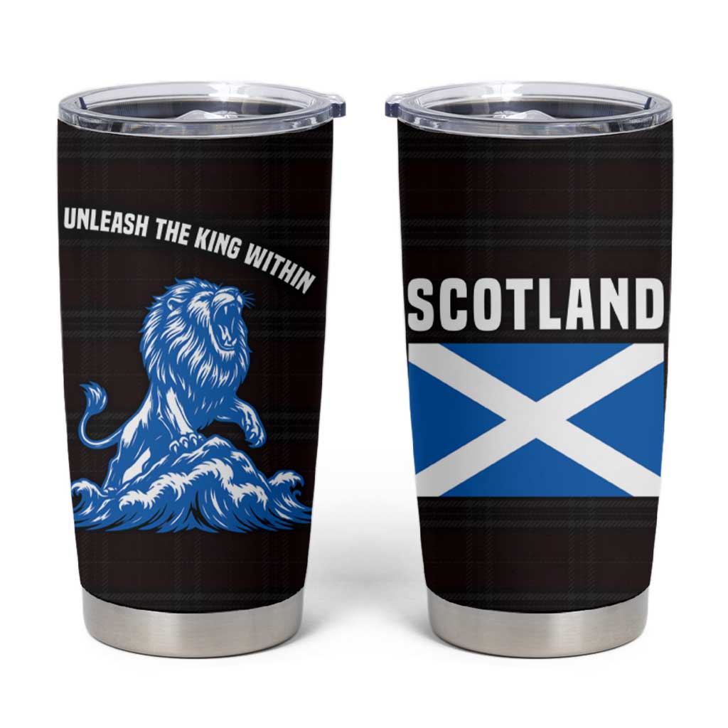 Scotland Lion Tumbler Cup with Blue and White Saltire and Tartan Pattern - Wonder Print Shop
