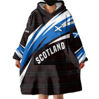 Scotland Lion Wearable Blanket Hoodie with Blue and White Saltire and Tartan Pattern - Wonder Print Shop