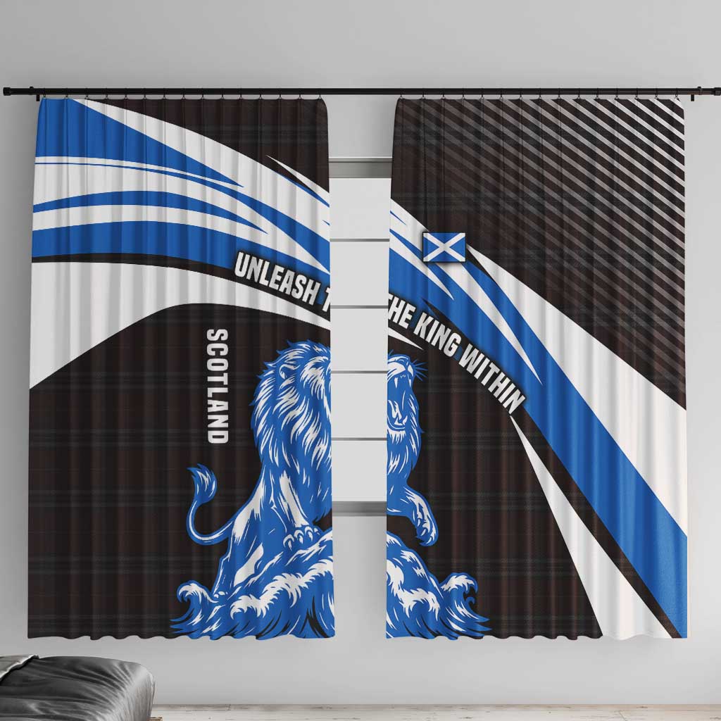 Scotland Lion Window Curtain with Blue and White Saltire and Tartan Pattern - Wonder Print Shop