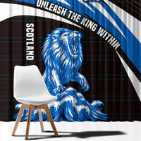 Scotland Lion Window Curtain with Blue and White Saltire and Tartan Pattern - Wonder Print Shop
