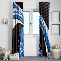 Scotland Lion Window Curtain with Blue and White Saltire and Tartan Pattern - Wonder Print Shop
