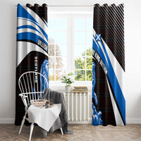 Scotland Lion Window Curtain with Blue and White Saltire and Tartan Pattern - Wonder Print Shop