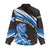 Scotland Lion Women Casual Shirt with Blue and White Saltire and Tartan Pattern - Wonder Print Shop