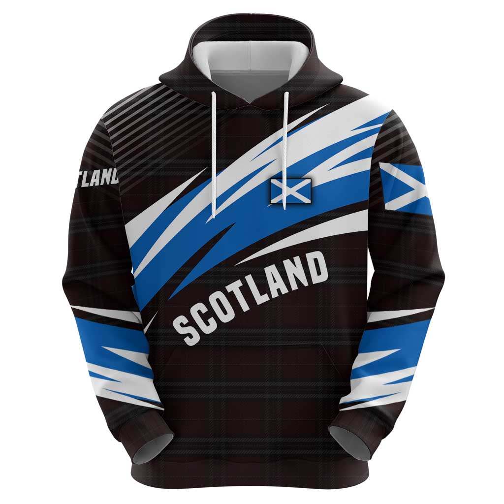Scotland Lion Zip Hoodie with Blue and White Saltire and Tartan Pattern - Wonder Print Shop