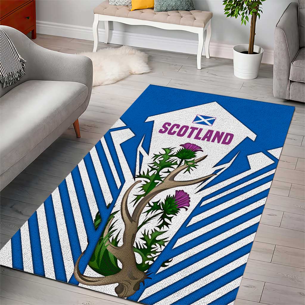 Scotland Thistle and Saltire Area Rug with Blue and White National Design - Wonder Print Shop