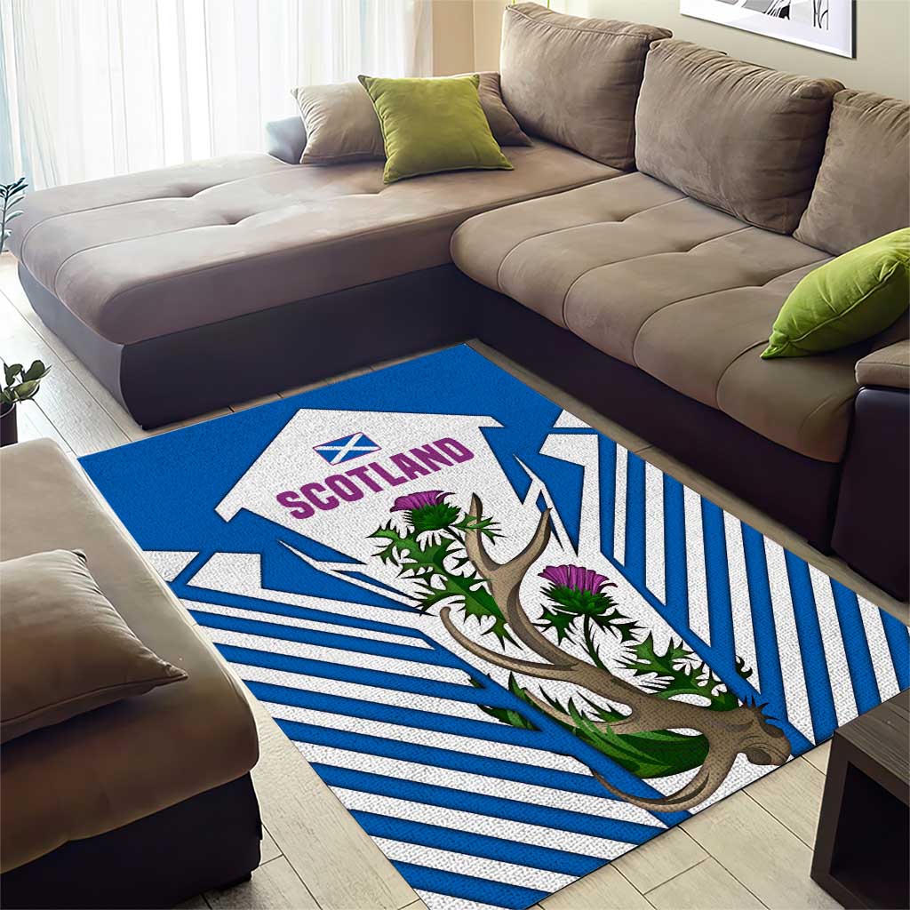 Scotland Thistle and Saltire Area Rug with Blue and White National Design - Wonder Print Shop