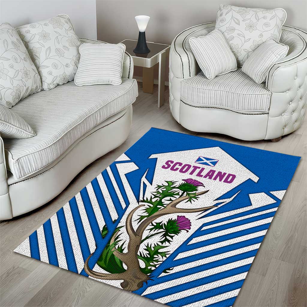 Scotland Thistle and Saltire Area Rug with Blue and White National Design - Wonder Print Shop