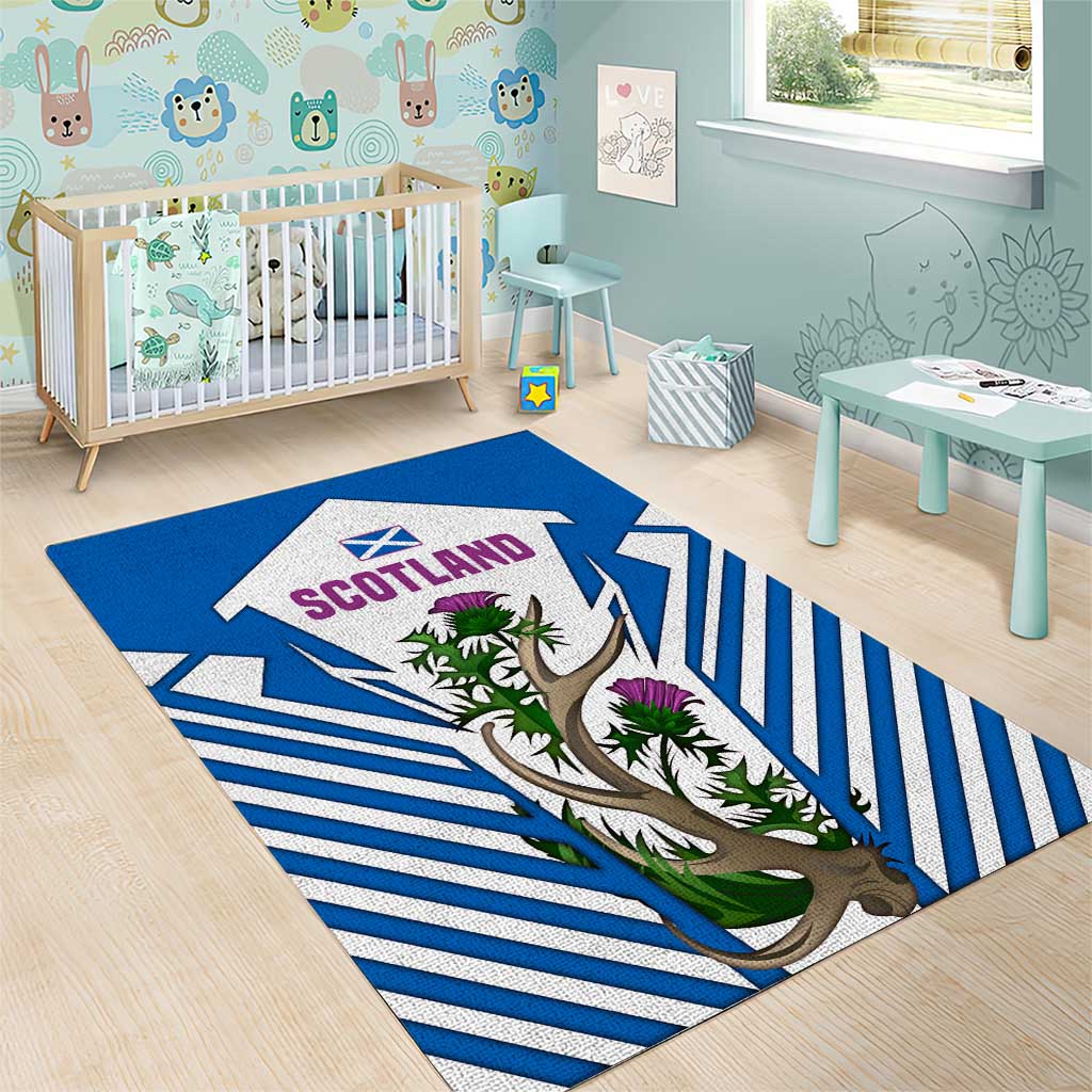 Scotland Thistle and Saltire Area Rug with Blue and White National Design - Wonder Print Shop