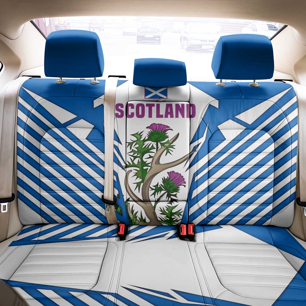 Scotland Thistle and Saltire Back Car Seat Cover with Blue and White National Design - Wonder Print Shop