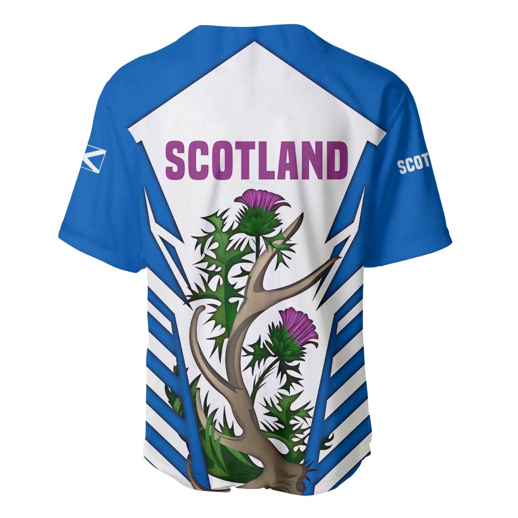 Scotland Thistle and Saltire Baseball Jersey with Blue and White National Design - Wonder Print Shop