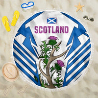 Scotland Thistle and Saltire Beach Blanket with Blue and White National Design - Wonder Print Shop