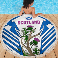 Scotland Thistle and Saltire Beach Blanket with Blue and White National Design - Wonder Print Shop