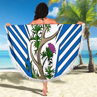 Scotland Thistle and Saltire Beach Blanket with Blue and White National Design - Wonder Print Shop