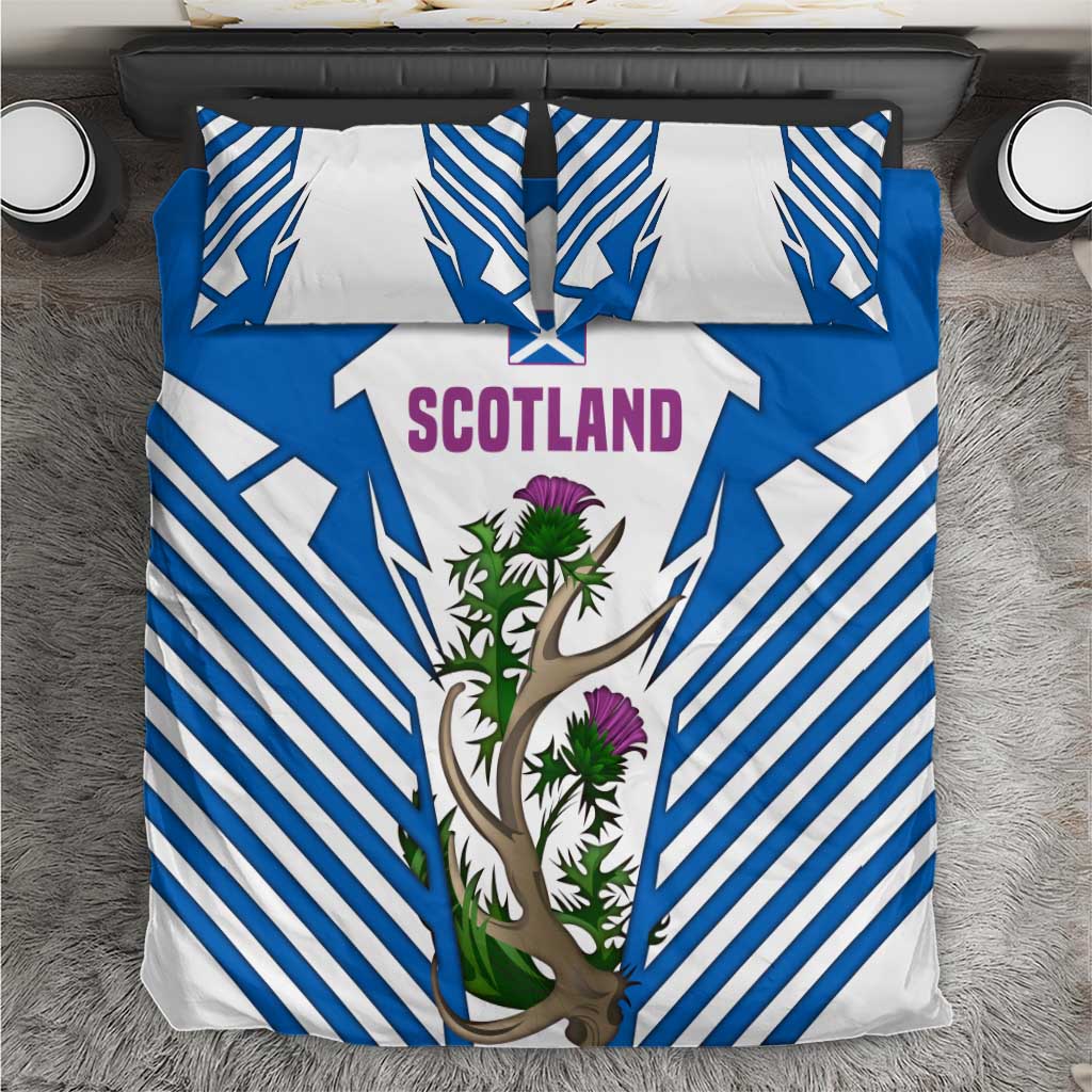 Scotland Thistle and Saltire Bedding Set with Blue and White National Design - Wonder Print Shop