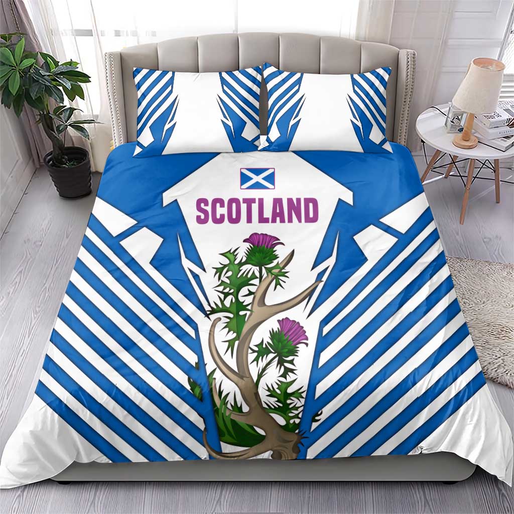 Scotland Thistle and Saltire Bedding Set with Blue and White National Design - Wonder Print Shop