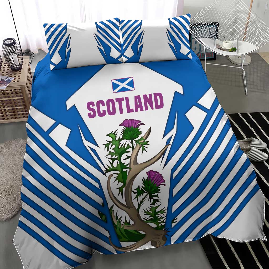 Scotland Thistle and Saltire Bedding Set with Blue and White National Design - Wonder Print Shop