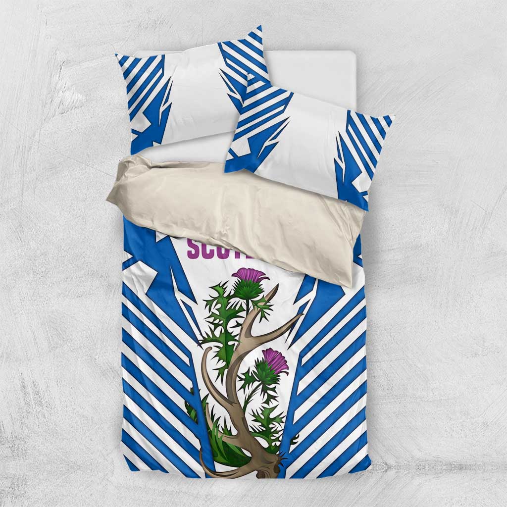Scotland Thistle and Saltire Bedding Set with Blue and White National Design - Wonder Print Shop